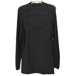 Torrid Black Open Stitch Sweater Tunic Plus 2X Mock Neck